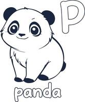 Panda illustration noir et blanc Panda alphabet coloration livre ou page pour les enfants vecteur