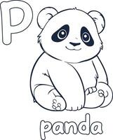 Panda illustration noir et blanc Panda alphabet coloration livre ou page pour les enfants vecteur