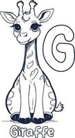 girafe illustration noir et blanc girafe alphabet coloration livre ou page pour les enfants vecteur