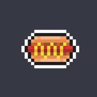 Hot-dog nourriture dans pixel art style vecteur