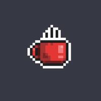 rouge tasse dans pixel art style vecteur
