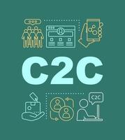 bannière de concepts de mot c2c. site Web avec publicité d'achat. présentation, site web. vente entre consommateurs. idée de typographie de lettrage isolé avec des icônes linéaires. illustration de contour de vecteur