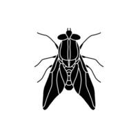 mouche noir et blanc illustration. plat mouche icône symbole signe de moderne animaux collection pour mobile concept et la toile applications conception vecteur