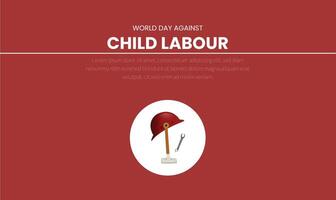 monde journée contre enfant travail. nous allons apporter enfant la main d'oeuvre bas. des gamins travail sur un côté et sur un autre côté des gamins gagner le tasse vecteur