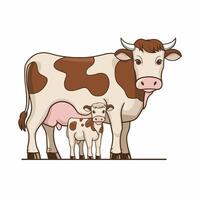 mignonne vache. autocollant pour social les réseaux, graphique élément pour site Internet. animaux, mammifère, faune et nature, agriculture et agriculture. jouet et mascotte pour les enfants. dessin animé plat illustration vecteur