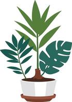 maison les plantes Accueil décor illustration ensemble. dessin animé mis en pot vert les plantes fleurs collection, plantes d'intérieur dans argile pot, pendaison décoratif vecteur