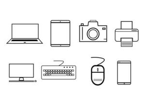 ordinateur portable électronique équipement icône ensemble vecteur