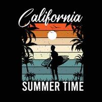 Californie été surfant rétro ancien t chemise conception vecteur