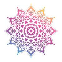rond pente mandala sur blanc isolé Contexte. conception boho mandala dans vert et rose couleurs. mandala avec floral motifs. yoga modèle vecteur