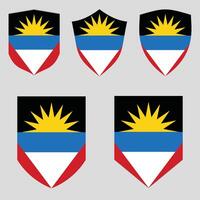 ensemble de antigua et Barbuda drapeau dans bouclier forme vecteur