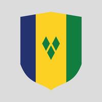 Saint Vincent et le grenadines drapeau dans bouclier forme vecteur