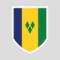 Saint Vincent et le grenadines drapeau dans bouclier forme vecteur