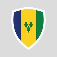 Saint Vincent et le grenadines drapeau dans bouclier forme vecteur