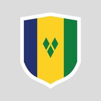 Saint Vincent et le grenadines drapeau dans bouclier forme vecteur