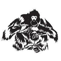 main tiré orang-outan silhouette , orang-outan icône vecteur