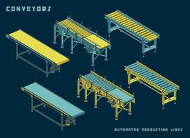 nombreuses les types de convoyeurs isométrique vue vecteur