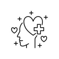 mental santé récupérer. une tête illustration avec l'amour cœur et plus symbole à représenter mental santé récupérer. vecteur