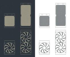 l'eau refroidissement radiateurs plans ensemble vecteur