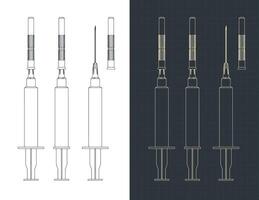 jetable seringue avec aiguille plans vecteur