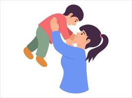 mère en portant enfant ou avatar icône illustration vecteur