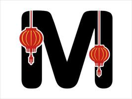 chinois lanterne alphabet lettre m vecteur