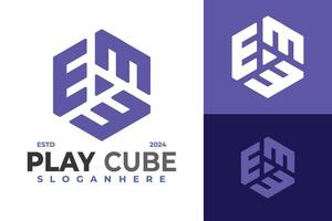 triple e jouer cube logo conception symbole icône illustration vecteur