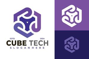 hexagone cube technologie logo conception symbole icône illustration vecteur