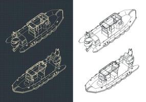 rigide gonflable bateau isométrique dessins vecteur