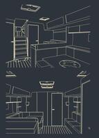voile yacht intérieur croquis vecteur