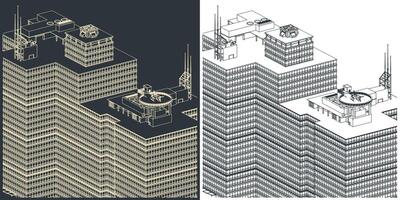 gratte-ciel proche en haut des illustrations vecteur