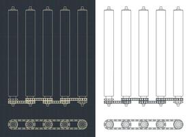 chaîne transmission dans une rouleau convoyeur plans vecteur