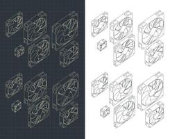 ordinateur Ventilateurs isométrique dessins ensemble vecteur