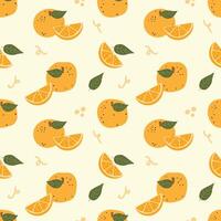 Orange fruit illustration sans couture modèle vecteur