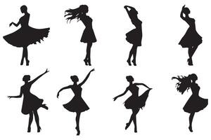 silhouettes content dansant gens sur blanc Contexte vecteur