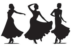 Créatif silhouettes content dansant gens sur blanc Contexte vecteur