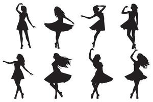 groupe de gens dansant silhouette illustration isolé sur blanc Contexte vecteur