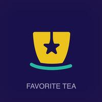 Créatif étoilé thé tasse signe logo. uniquement conçu Couleur transitions. préféré boire, café magasin logo modèle vecteur