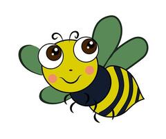 mignonne abeille dessin animé personnage. amusement bande dessinée animal. vecteur