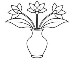 fleur vase contour vecteur