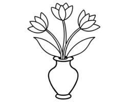 fleur vase contour vecteur