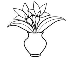 fleur vase contour vecteur