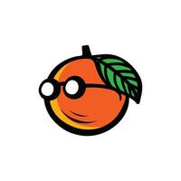 Orange fruit mascotte joie cool illustration Créatif conception modèle vecteur