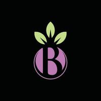 baie fruit avec lettre b Facile icône conception modèle, logo sur noir Contexte vecteur