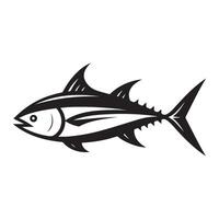 poisson silhouette illustration, noir Couleur poisson silhouette isolé blanc Contexte vecteur
