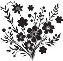 noir brosse fleur silhouettes. printemps fleurs , noir Couleur silhouette vecteur