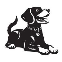 une Lucie chien, noir Couleur silhouette vecteur