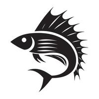 poisson silhouette illustration, noir Couleur poisson silhouette isolé blanc Contexte vecteur