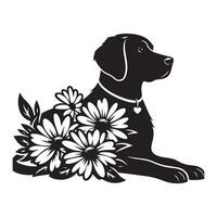 une Marguerite chien, noir Couleur silhouette vecteur