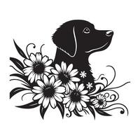 une Marguerite chien, noir Couleur silhouette vecteur