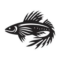 poisson silhouette illustration, noir Couleur poisson silhouette isolé blanc Contexte vecteur